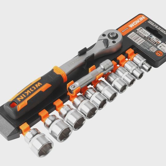 Conjunto de Ferramentas Soquetes 12 Peças 3/8 com Catraca Wokin Tools