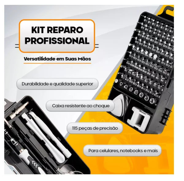 Kit Ferramentas 115 Peças Jogo Mini Chaves Precisão Multiuso