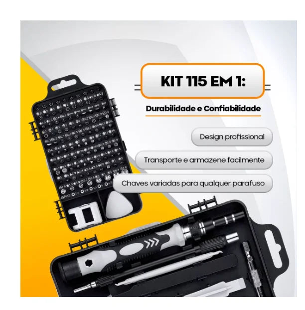 Kit Ferramentas 115 Peças Jogo Mini Chaves Precisão Multiuso